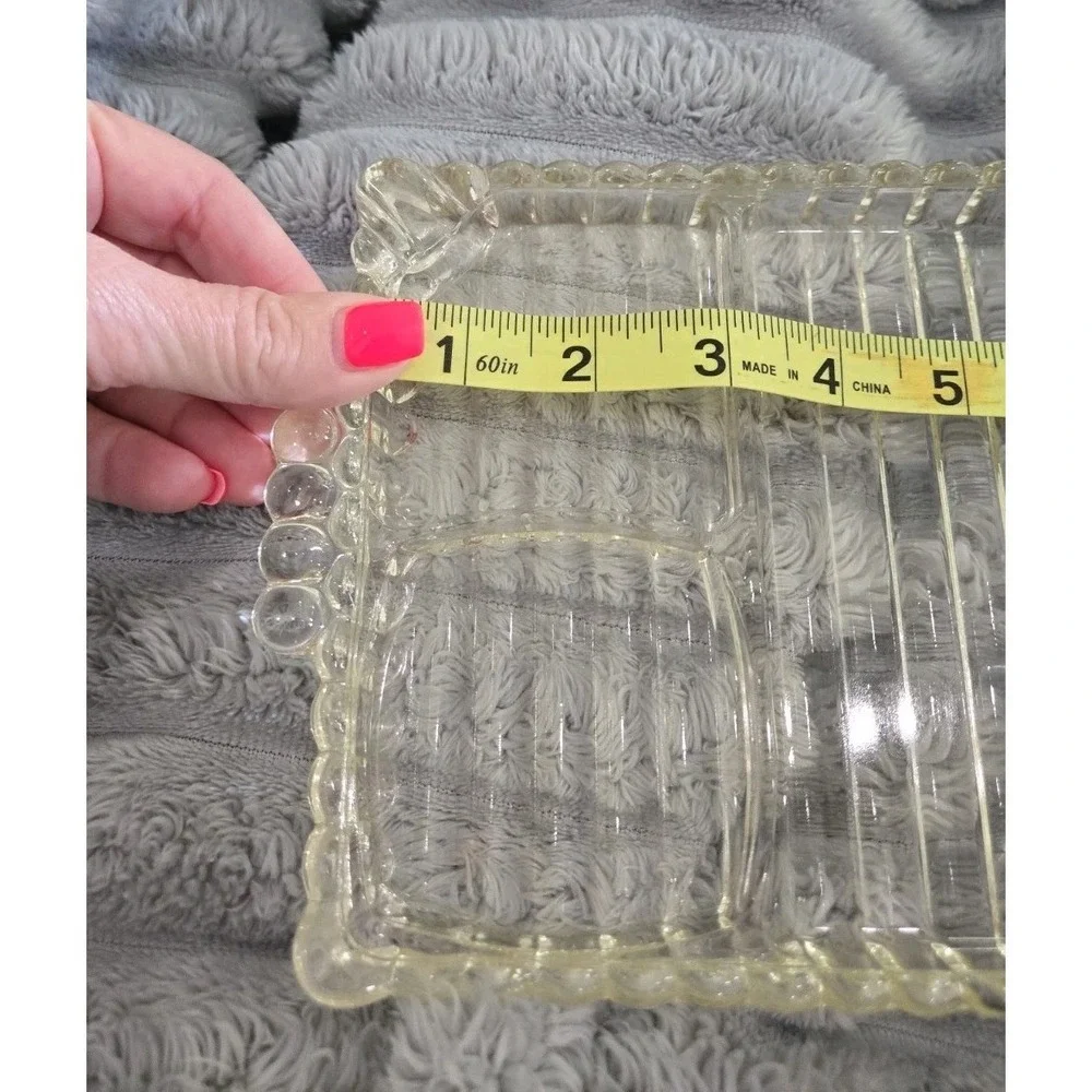 VTG (Set of 11) Hazel Atlas Ball & Rib Glass Snack, Sip & Smoke Luncheon Tray